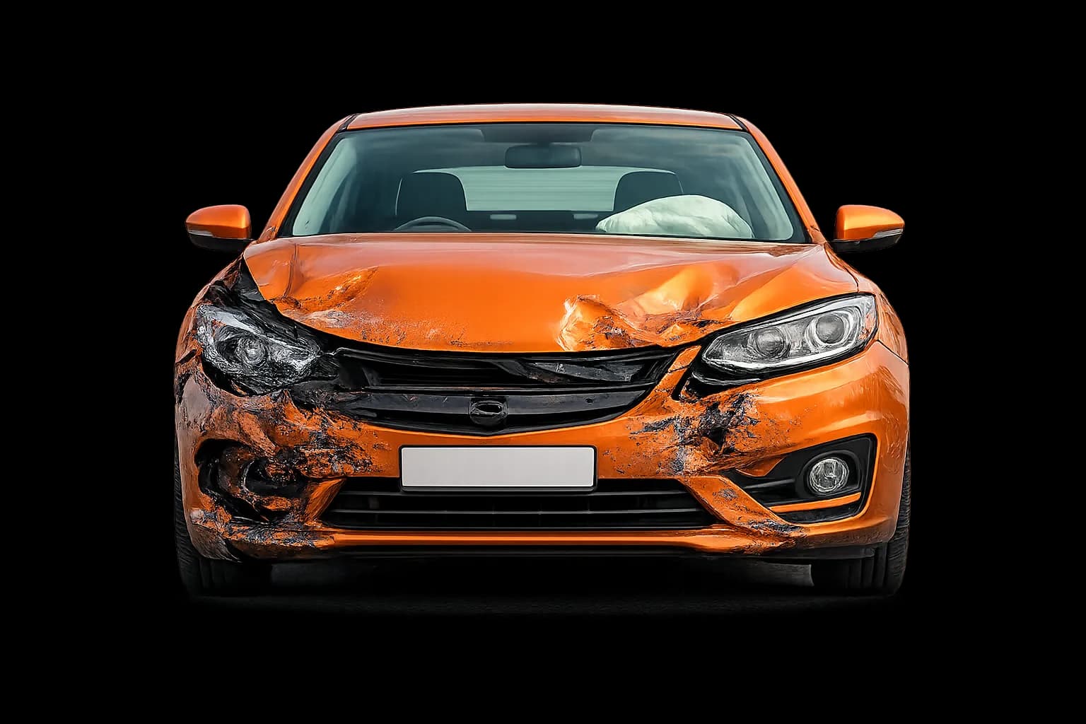 Damaged car following a motor vehicle accident